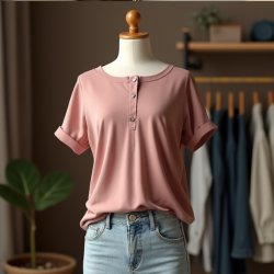 Chic Button Detail Henley Tee