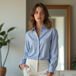 Elegance Essentials Women's Cotton Button-Down Shirt