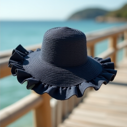 Coastal Breeze Ruffle Trim Beach Hat