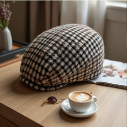 Chic Houndstooth Newsboy Cap