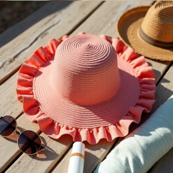 Coastal Breeze Ruffle Trim Beach Hat