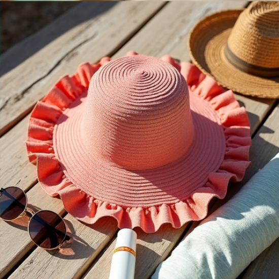 Coastal Breeze Ruffle Trim Beach Hat