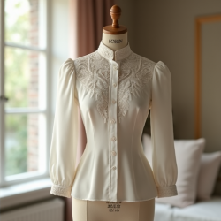 Victorian Elegance High Neck Blouse