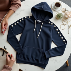 Elegance Pearl Detail Fashion Hoodie