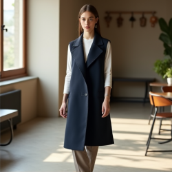 Chic Elegance Long Wool Blend Vest