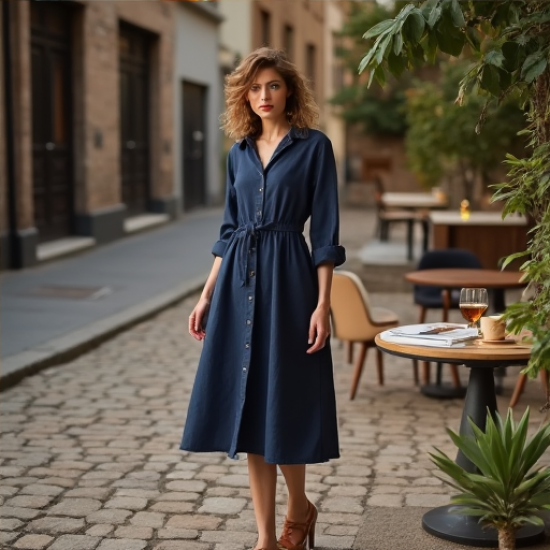 Elysian Breeze Linen Blend Shirt Dress
