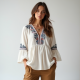 Bohemian Bliss Embroidered Peasant Blouse