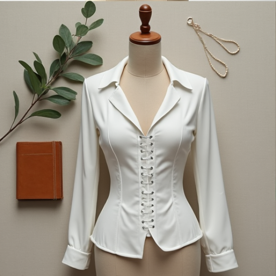 Elegant Lace-Up Corset Blouse
