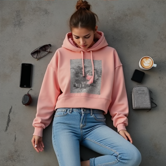 Urban Chic Cropped Graphic Hoodie