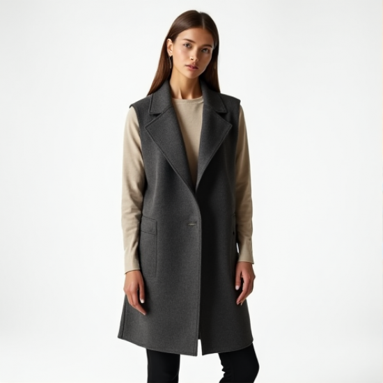 Chic Elegance Long Wool Blend Vest