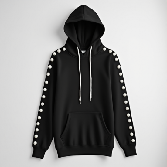 Elegance Pearl Detail Fashion Hoodie