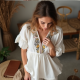 Bohemian Bliss Embroidered Peasant Blouse