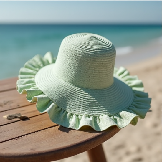 Coastal Breeze Ruffle Trim Beach Hat