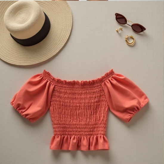 Chic Breeze Off-Shoulder Smocked Top