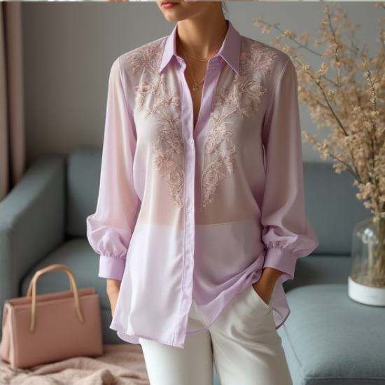 Elysian Breeze Sheer Organza Blouse