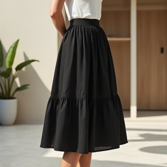 Chic Tiered Poplin Skirt