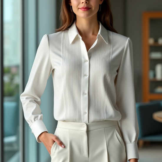 Elegant Pleat Office Blouse