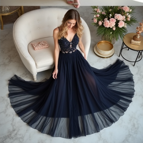 Celestial Charm Embellished Tulle Dress