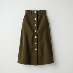 Chic Corduroy Button Skirt