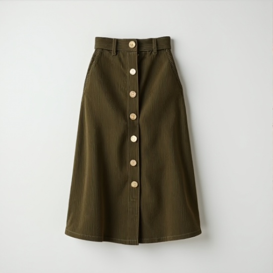 Chic Corduroy Button Skirt