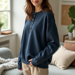 Chic Comfort Half Button Sweatshirt