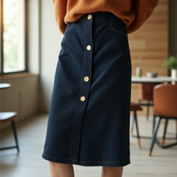 Chic Corduroy Button Skirt