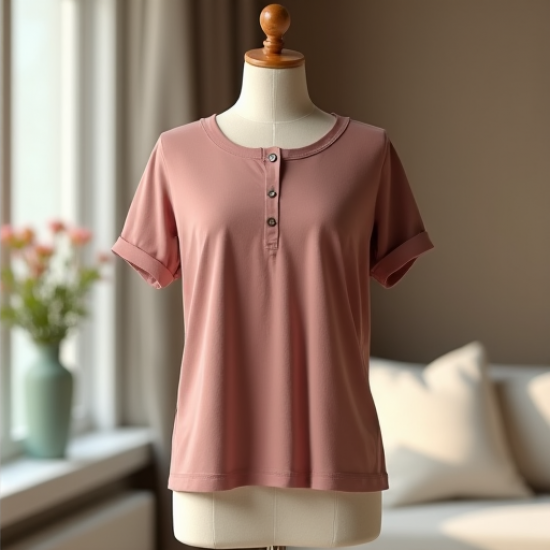 Chic Button Detail Henley Tee