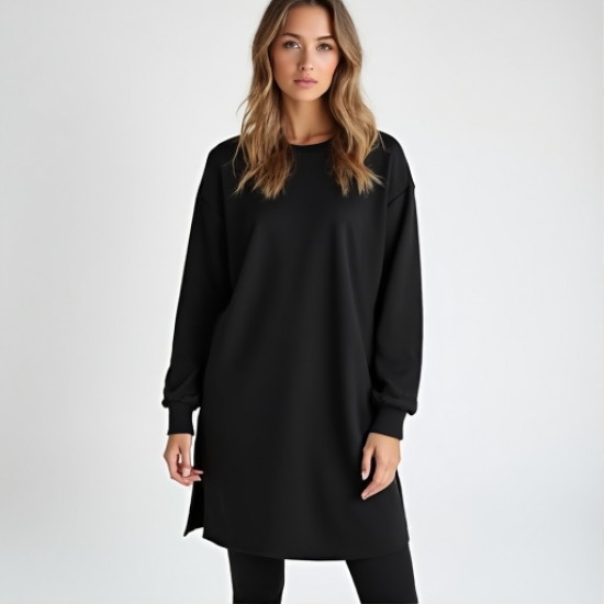 Chic Comfort Long Slit Sweatshirt