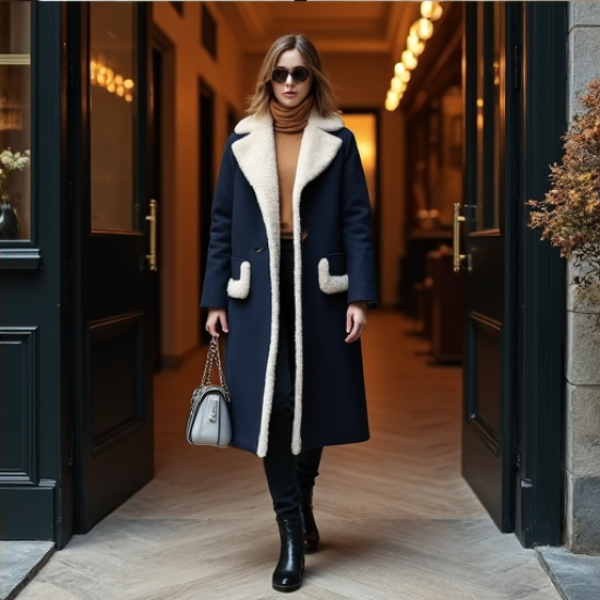 Elysian Luxe Shearling Trim Coat