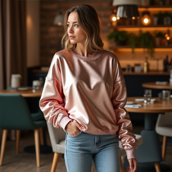 Glimmer Chic Metallic Foil Sweatshirt