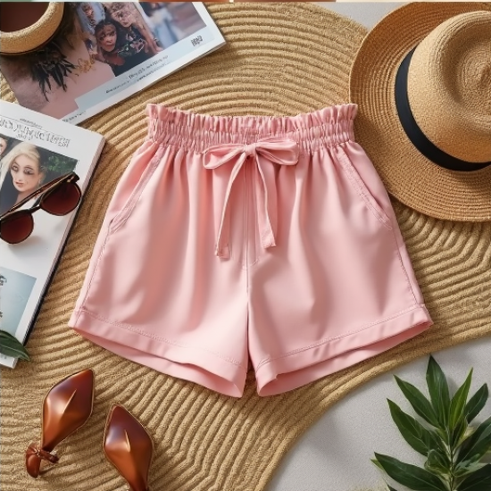 Chic Summer Breeze Tie-Front Paperbag Shorts