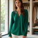 Elysian Elegance Beaded Yoke Blouse