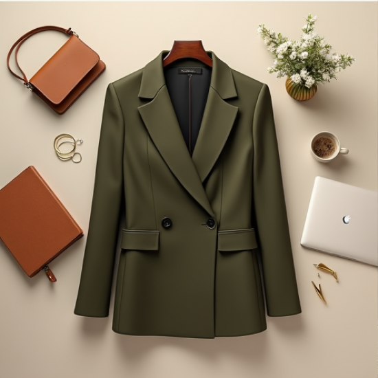 Elegant Essence Women's Double-Breasted Blazer