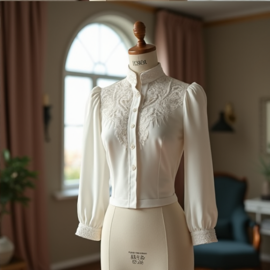Victorian Elegance High Neck Blouse