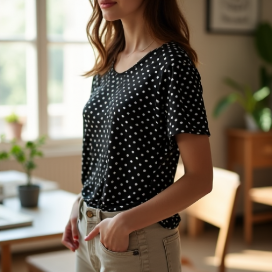 Vintage Charm Polka Dot Tee