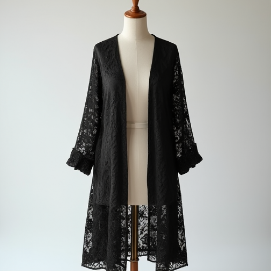 Ethereal Lace Duster Coat